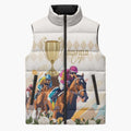 Australia Cup Caulfield Horse Racing Sleeveless Puffer Jacket Champion Trophy Mix White Roses - Aussie Hoodie