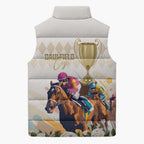 Australia Cup Caulfield Horse Racing Sleeveless Puffer Jacket Champion Trophy Mix White Roses - Aussie Hoodie