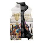 Australia Cup Caulfield Horse Racing Sleeveless Puffer Jacket Champion Trophy Mix White Roses - Aussie Hoodie