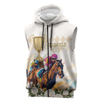 Australia Cup Caulfield Horse Racing Sleeveless Zip Hoodie Champion Trophy Mix White Roses LT14