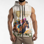 Australia Cup Caulfield Horse Racing Sleeveless Zip Hoodie Champion Trophy Mix White Roses LT14