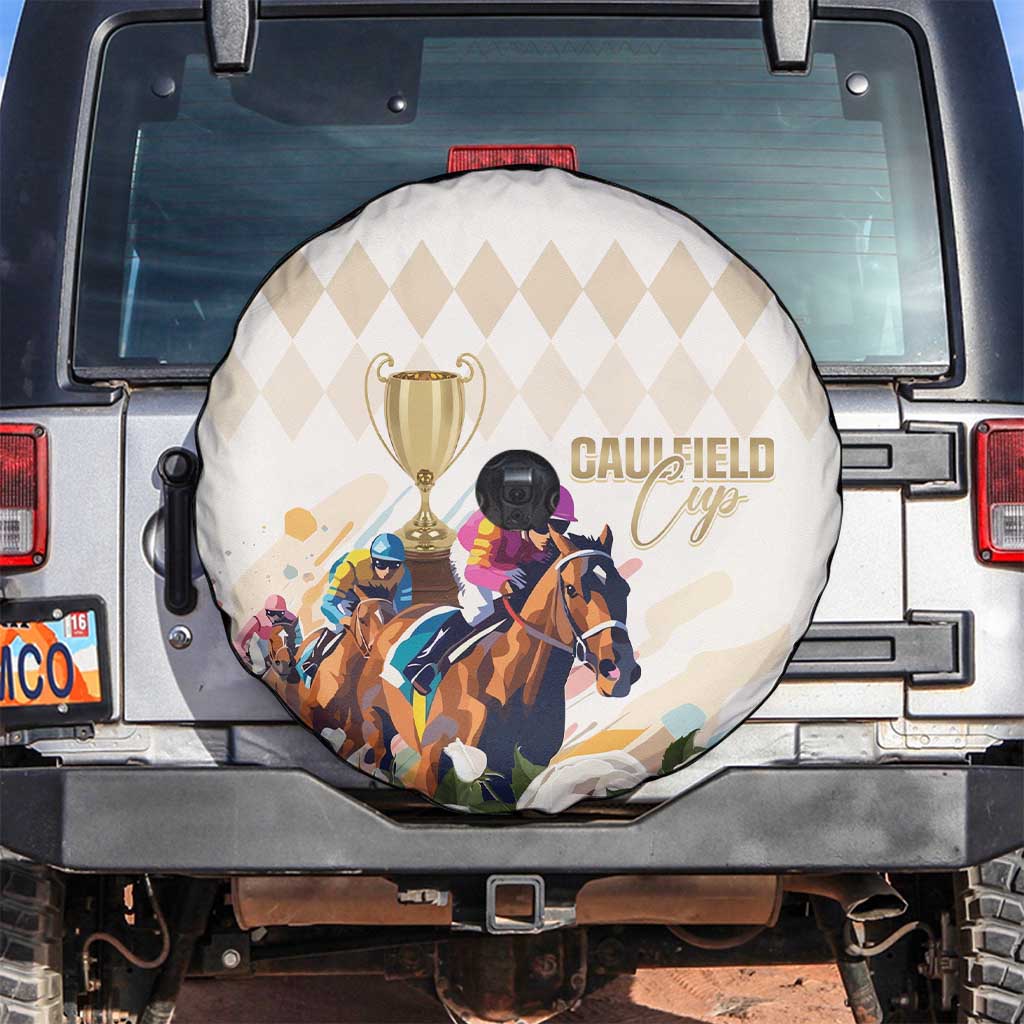 Australia Cup Caulfield Horse Racing Spare Tire Cover Champion Trophy Mix White Roses - Aussie Hoodie