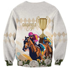 Australia Cup Caulfield Horse Racing Sweatshirt Champion Trophy Mix White Roses - Aussie Hoodie