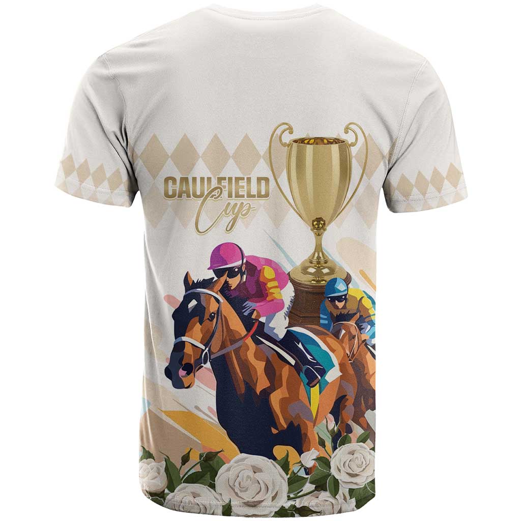 Australia Cup Caulfield Horse Racing T Shirt Champion Trophy Mix White Roses - Aussie Hoodie