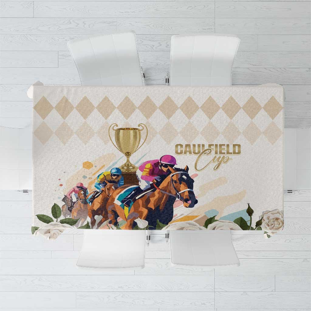 Australia Cup Caulfield Horse Racing Tablecloth Champion Trophy Mix White Roses - Aussie Hoodie