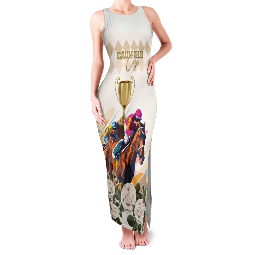 Australia Cup Caulfield Horse Racing Tank Maxi Dress Champion Trophy Mix White Roses - Aussie Hoodie