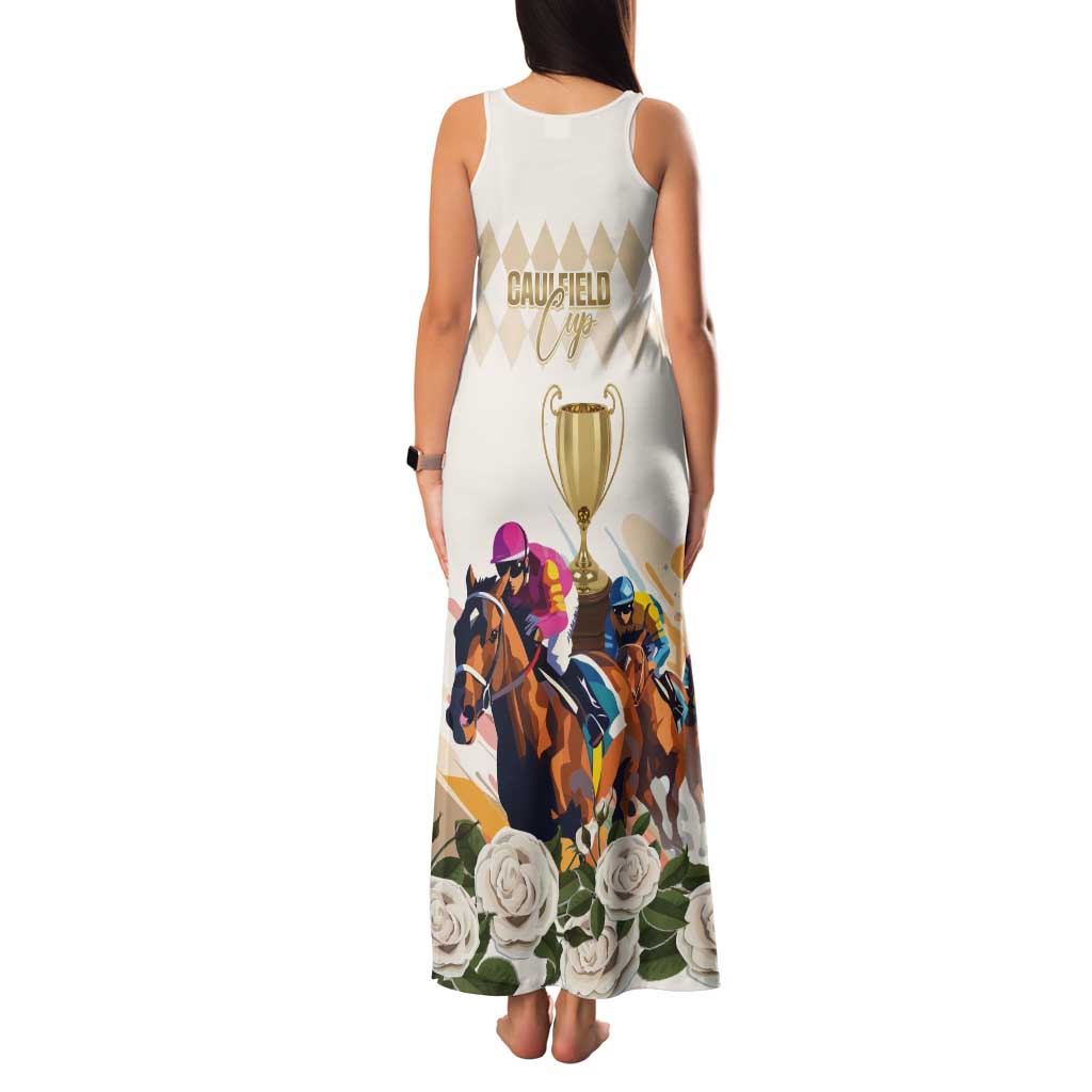 Australia Cup Caulfield Horse Racing Tank Maxi Dress Champion Trophy Mix White Roses - Aussie Hoodie