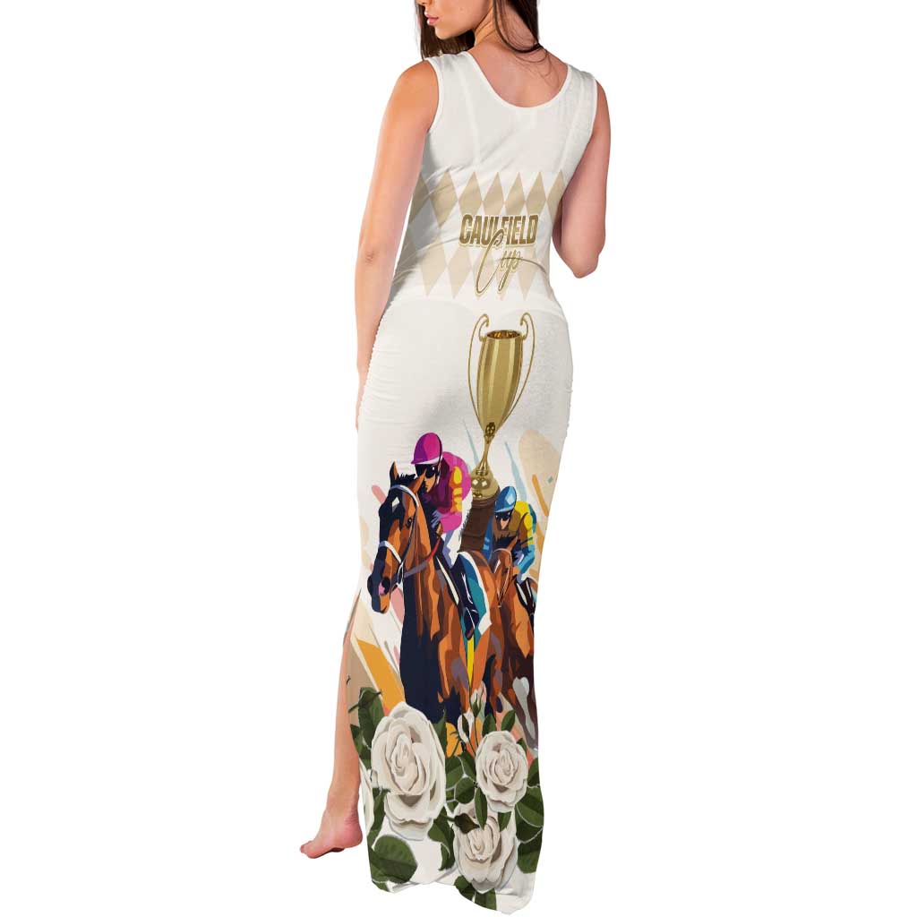 Australia Cup Caulfield Horse Racing Tank Maxi Dress Champion Trophy Mix White Roses - Aussie Hoodie