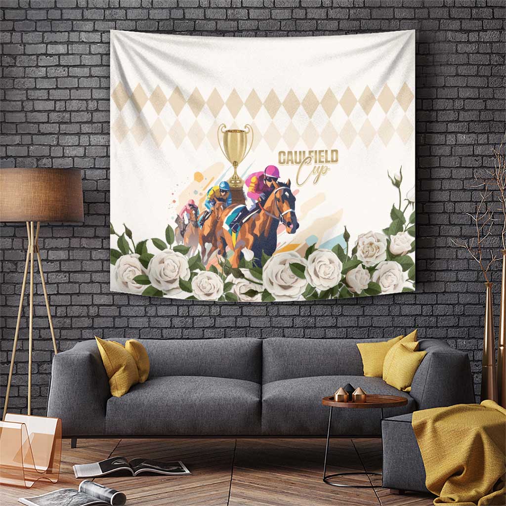 Australia Cup Caulfield Horse Racing Tapestry Champion Trophy Mix White Roses - Aussie Hoodie