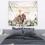 Australia Cup Caulfield Horse Racing Tapestry Champion Trophy Mix White Roses - Aussie Hoodie