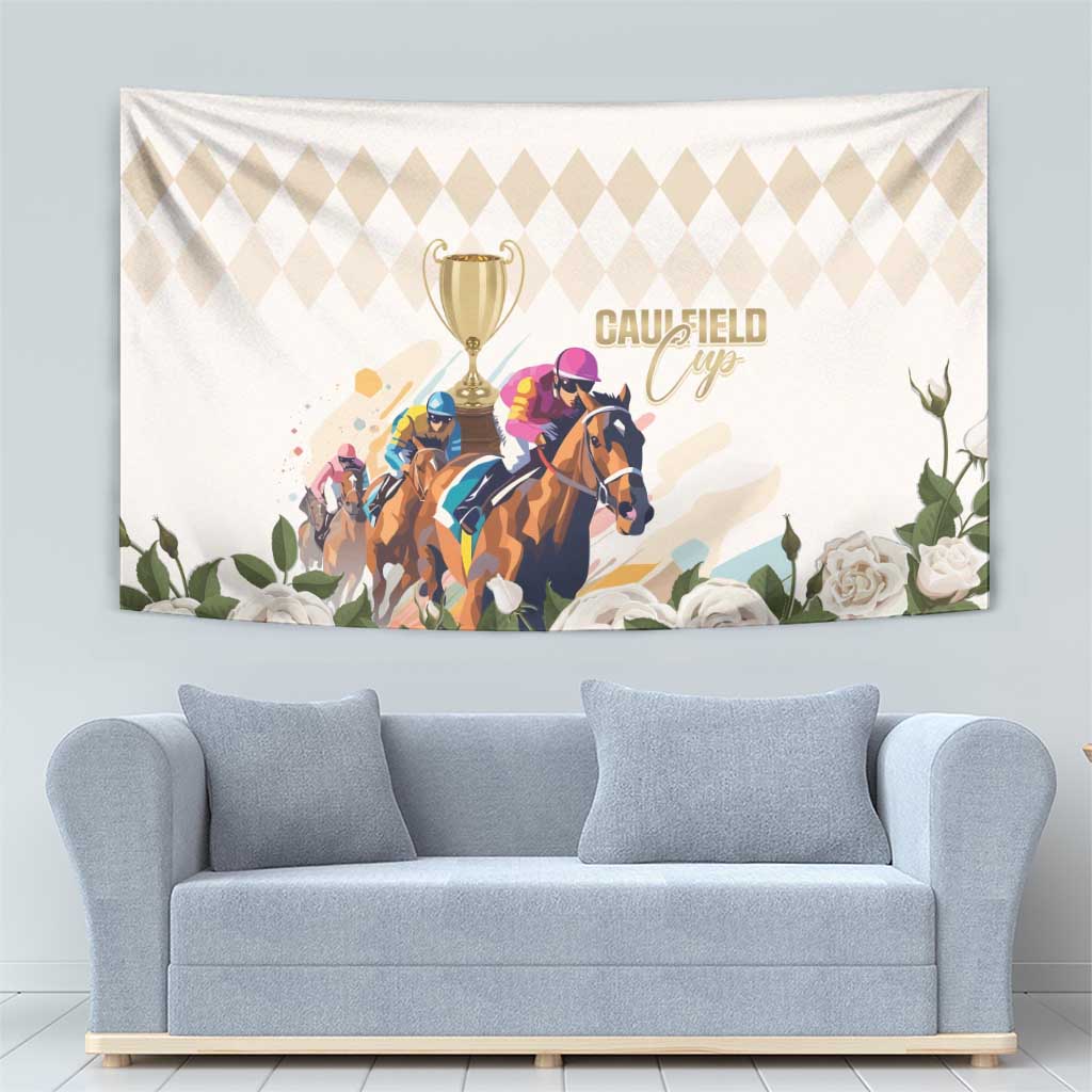 Australia Cup Caulfield Horse Racing Tapestry Champion Trophy Mix White Roses - Aussie Hoodie