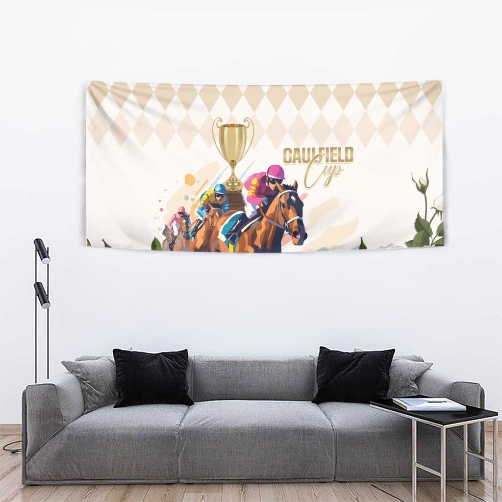 Australia Cup Caulfield Horse Racing Tapestry Champion Trophy Mix White Roses - Aussie Hoodie