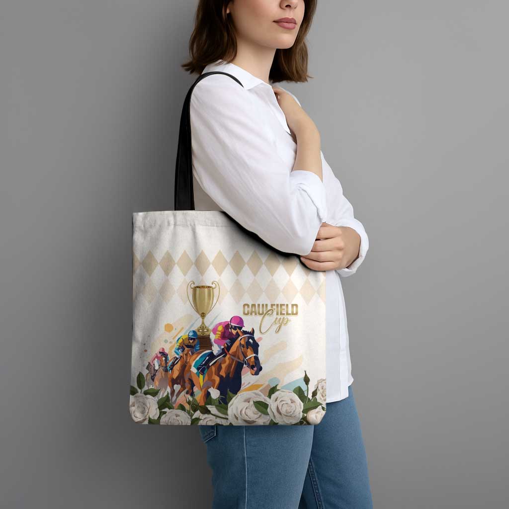 Australia Cup Caulfield Horse Racing Tote Bag Champion Trophy Mix White Roses - Aussie Hoodie
