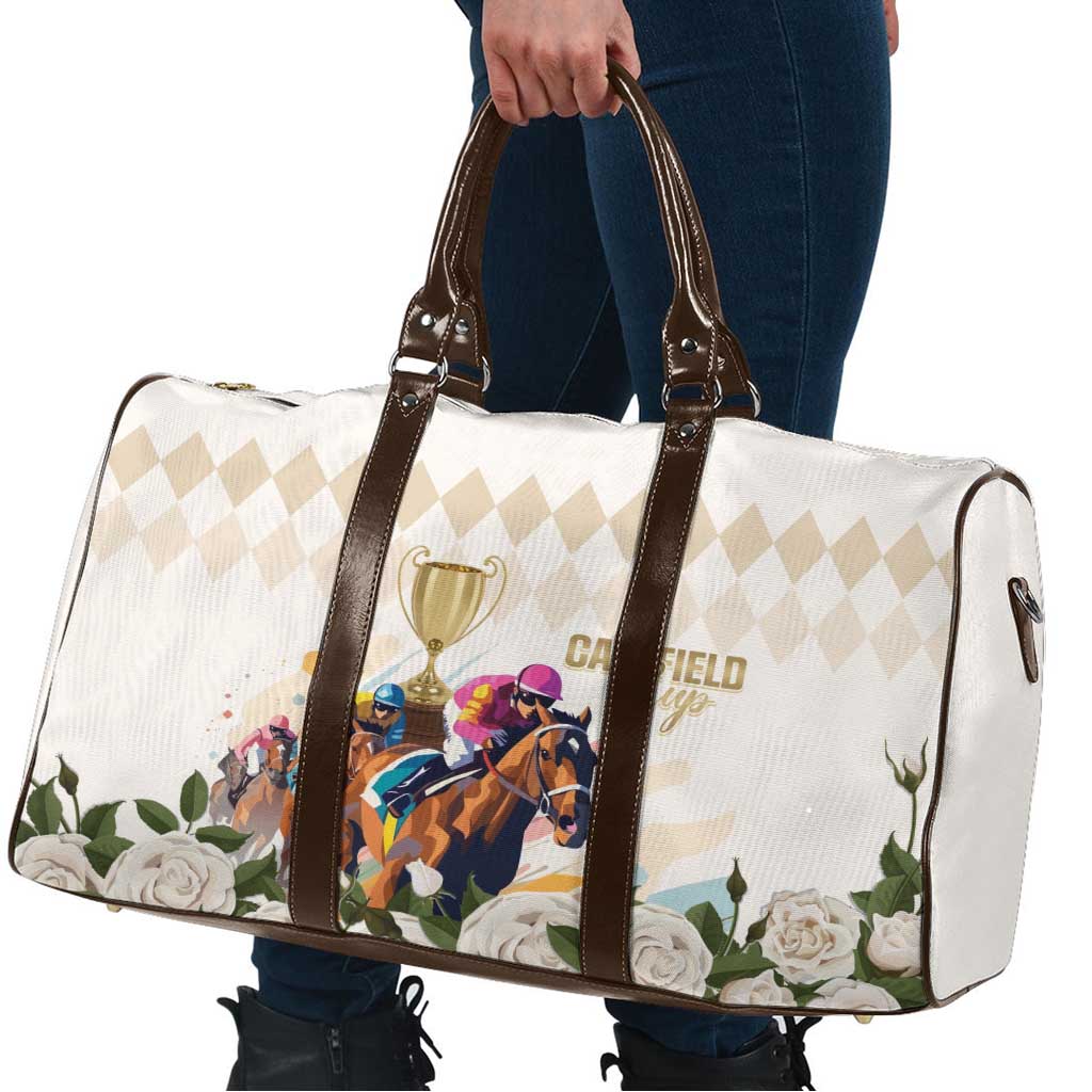 Australia Cup Caulfield Horse Racing Travel Bag Champion Trophy Mix White Roses - Aussie Hoodie