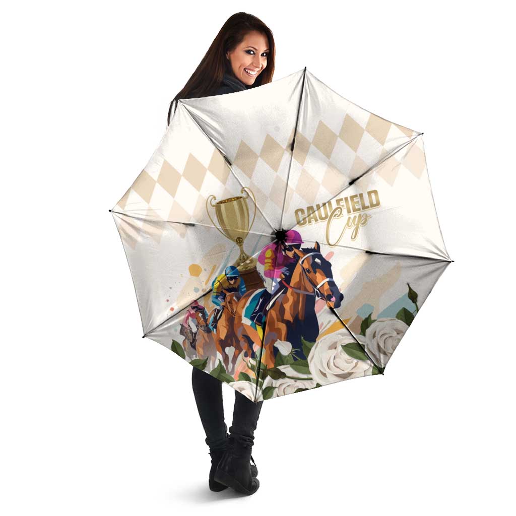 Australia Cup Caulfield Horse Racing Umbrella Champion Trophy Mix White Roses - Aussie Hoodie
