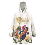 Australia Cup Caulfield Horse Racing Wearable Blanket Hoodie Champion Trophy Mix White Roses - Aussie Hoodie