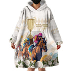 Australia Cup Caulfield Horse Racing Wearable Blanket Hoodie Champion Trophy Mix White Roses - Aussie Hoodie