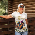 Australia Cup Caulfield Horse Racing Women Polo Shirt Champion Trophy Mix White Roses - Aussie Hoodie