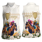 Australia Cup Caulfield Horse Racing Women Sleeveless Polo Shirt Champion Trophy Mix White Roses - Aussie Hoodie