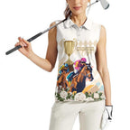 Australia Cup Caulfield Horse Racing Women Sleeveless Polo Shirt Champion Trophy Mix White Roses - Aussie Hoodie