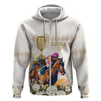 Australia Cup Caulfield Horse Racing Zip Hoodie Champion Trophy Mix White Roses - Aussie Hoodie