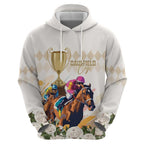 Australia Cup Caulfield Horse Racing Zip Hoodie Champion Trophy Mix White Roses - Aussie Hoodie