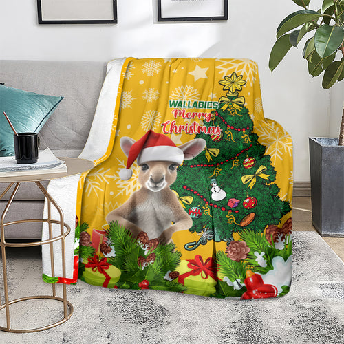 personalised-wallabies-rugby-christmas-blanket-merry-xmas-with-australian-kangaroo