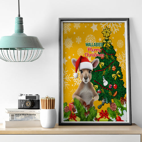 personalised-wallabies-rugby-christmas-canvas-wall-art-merry-xmas-with-australian-kangaroo
