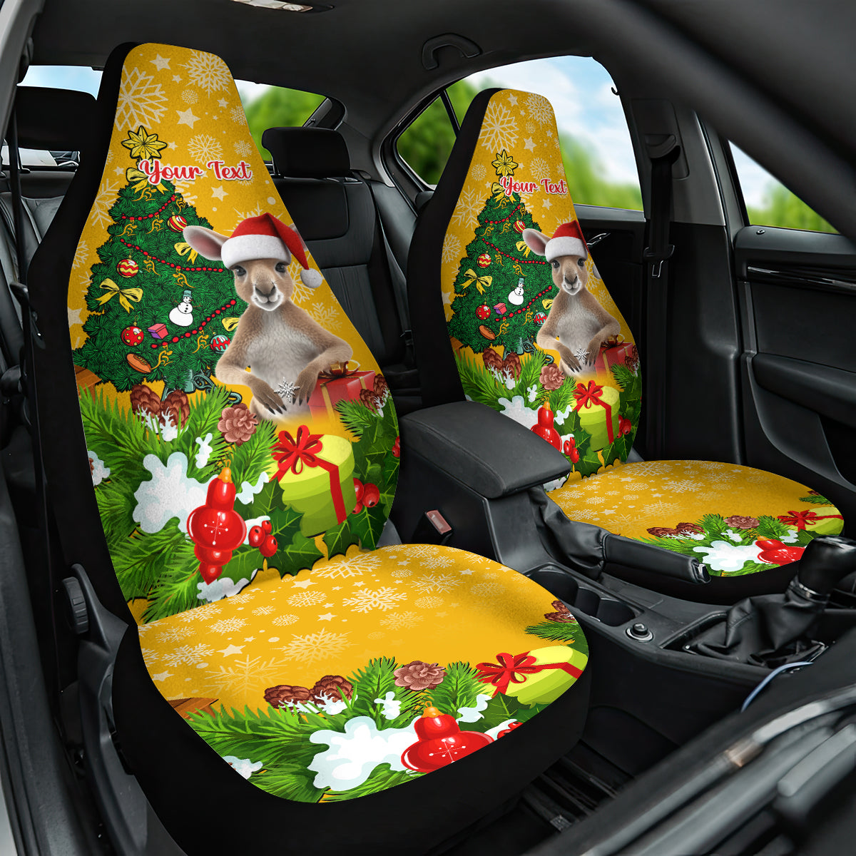 personalised-wallabies-rugby-christmas-car-seat-cover-merry-xmas-with-australian-kangaroo