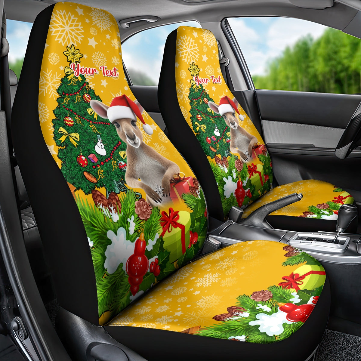 personalised-wallabies-rugby-christmas-car-seat-cover-merry-xmas-with-australian-kangaroo