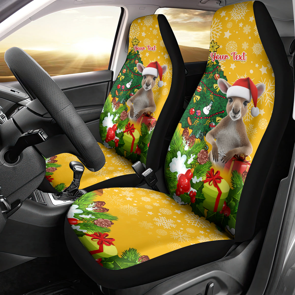 personalised-wallabies-rugby-christmas-car-seat-cover-merry-xmas-with-australian-kangaroo
