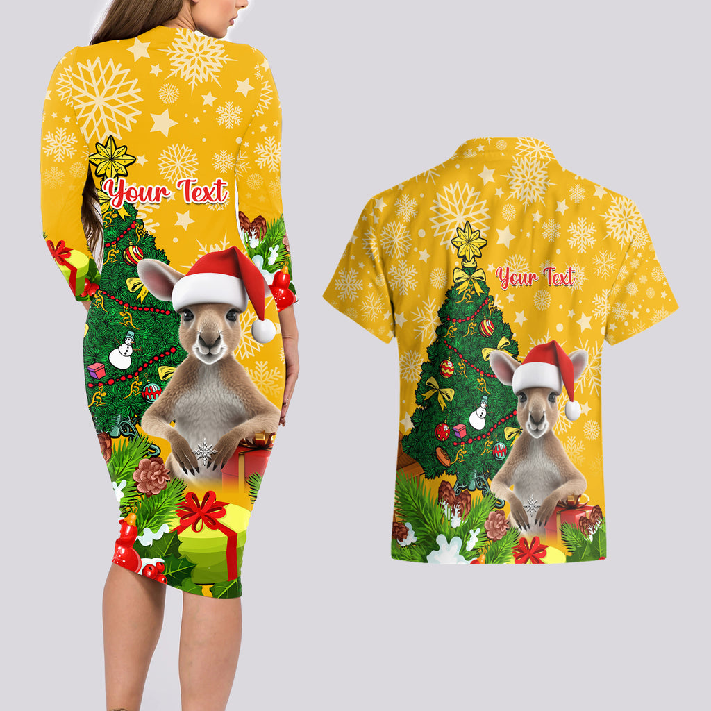 personalised-wallabies-rugby-christmas-couples-matching-long-sleeve-bodycon-dress-and-hawaiian-shirt-merry-xmas-with-australian-kangaroo