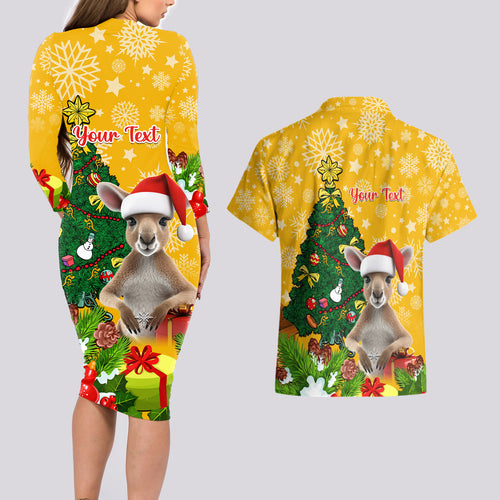personalised-wallabies-rugby-christmas-couples-matching-long-sleeve-bodycon-dress-and-hawaiian-shirt-merry-xmas-with-australian-kangaroo