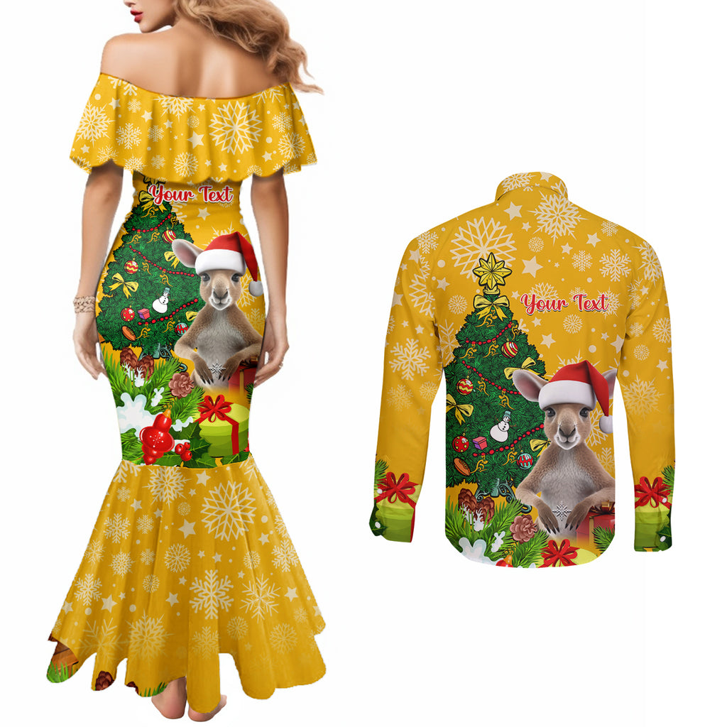 personalised-wallabies-rugby-christmas-couples-matching-mermaid-dress-and-long-sleeve-button-shirts-merry-xmas-with-australian-kangaroo