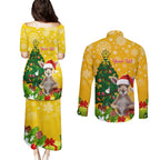 personalised-wallabies-rugby-christmas-couples-matching-puletasi-dress-and-long-sleeve-button-shirts-merry-xmas-with-australian-kangaroo