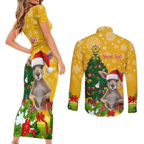 personalised-wallabies-rugby-christmas-couples-matching-short-sleeve-bodycon-dress-and-long-sleeve-button-shirts-merry-xmas-with-australian-kangaroo