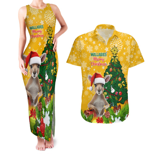 personalised-wallabies-rugby-christmas-couples-matching-tank-maxi-dress-and-hawaiian-shirt-merry-xmas-with-australian-kangaroo