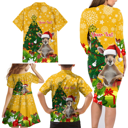 personalised-wallabies-rugby-christmas-family-matching-long-sleeve-bodycon-dress-and-hawaiian-shirt-merry-xmas-with-australian-kangaroo