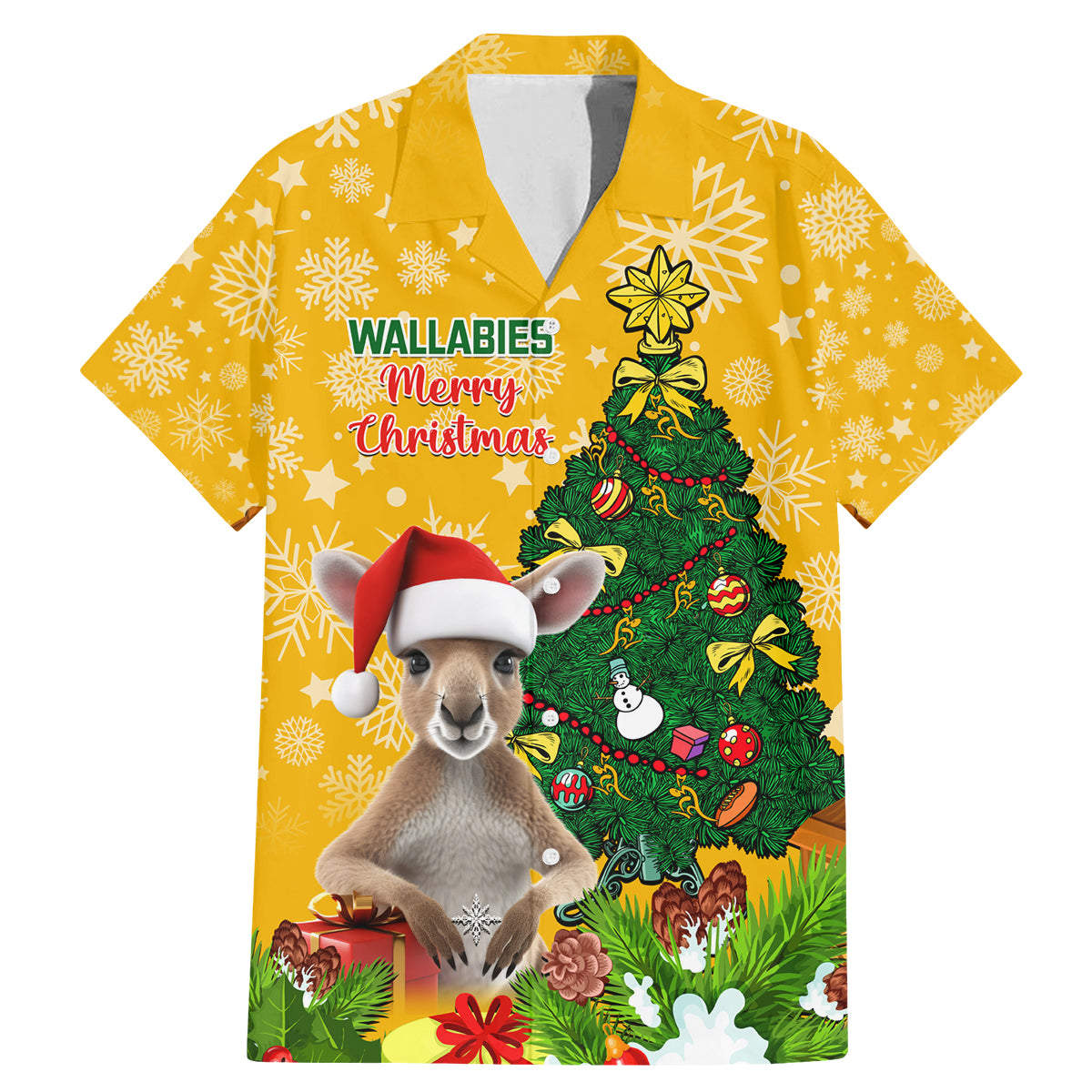 personalised-wallabies-rugby-christmas-family-matching-mermaid-dress-and-hawaiian-shirt-merry-xmas-with-australian-kangaroo