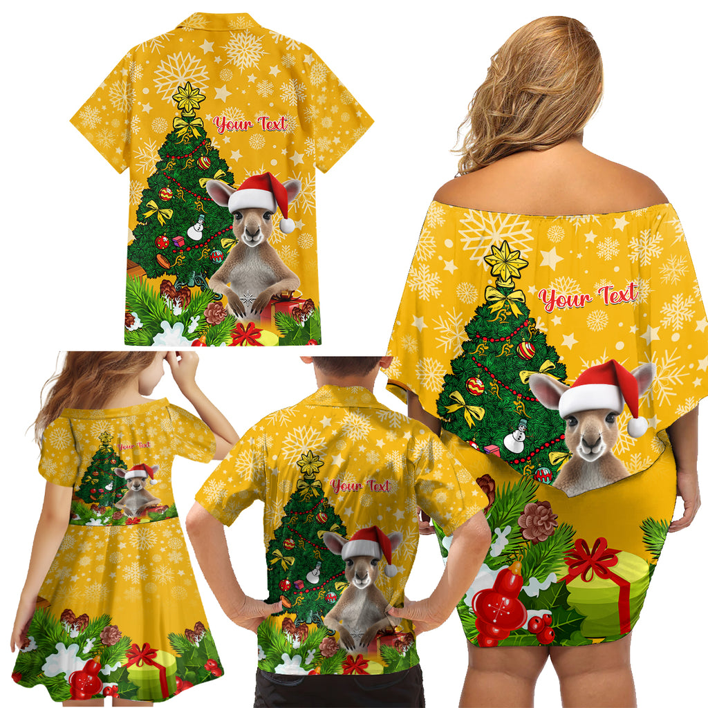 personalised-wallabies-rugby-christmas-family-matching-off-shoulder-short-dress-and-hawaiian-shirt-merry-xmas-with-australian-kangaroo