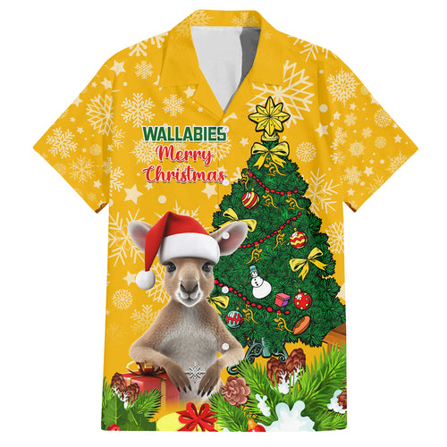 personalised-wallabies-rugby-christmas-family-matching-off-shoulder-short-dress-and-hawaiian-shirt-merry-xmas-with-australian-kangaroo