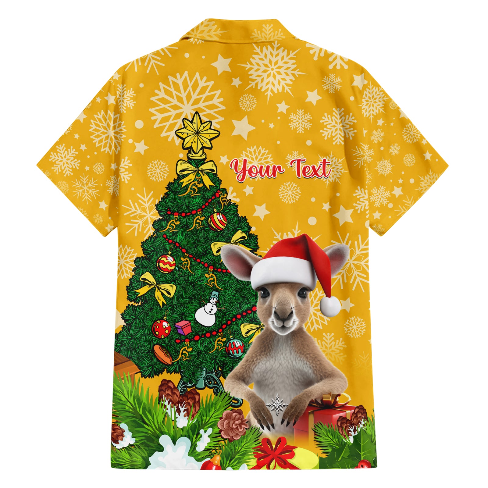 personalised-wallabies-rugby-christmas-family-matching-short-sleeve-bodycon-dress-and-hawaiian-shirt-merry-xmas-with-australian-kangaroo