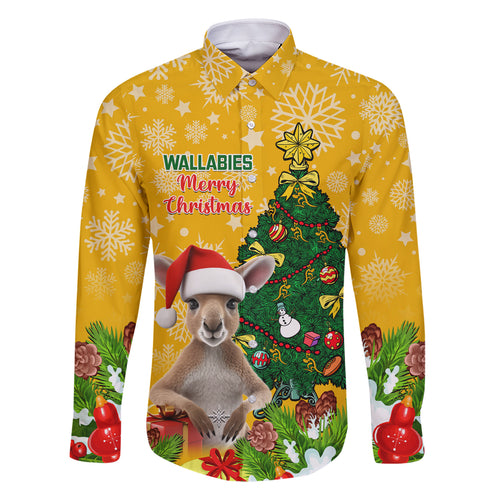 personalised-wallabies-rugby-christmas-family-matching-summer-maxi-dress-and-hawaiian-shirt-merry-xmas-with-australian-kangaroo