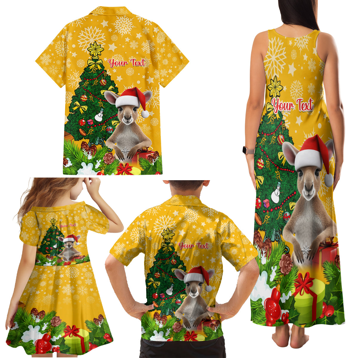 personalised-wallabies-rugby-christmas-family-matching-tank-maxi-dress-and-hawaiian-shirt-merry-xmas-with-australian-kangaroo