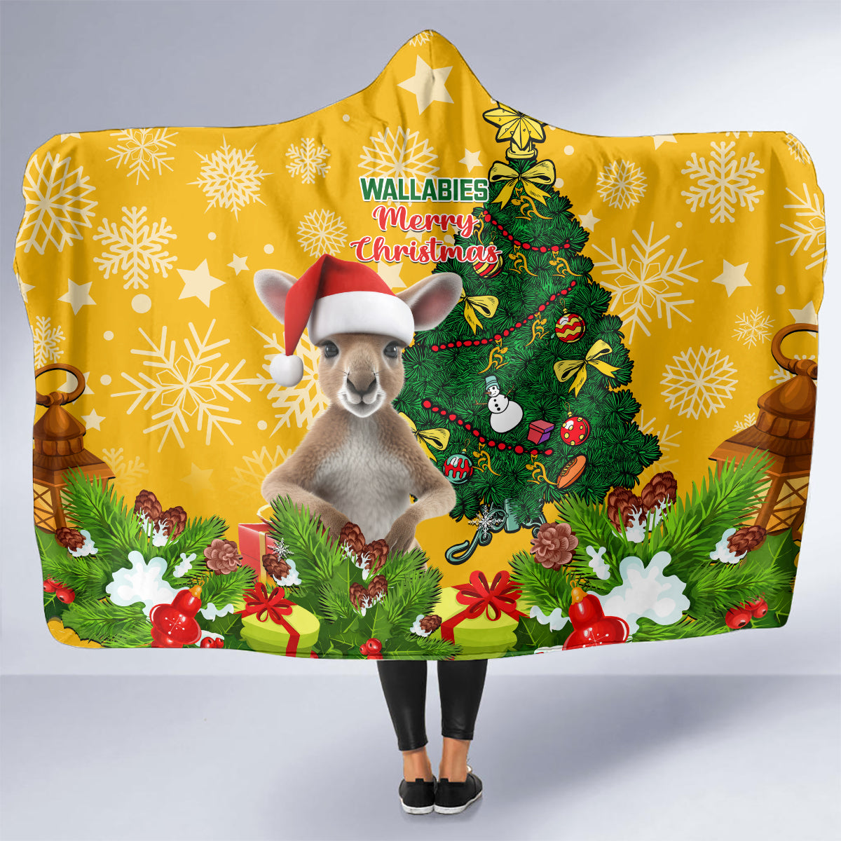 personalised-wallabies-rugby-christmas-hooded-blanket-merry-xmas-with-australian-kangaroo