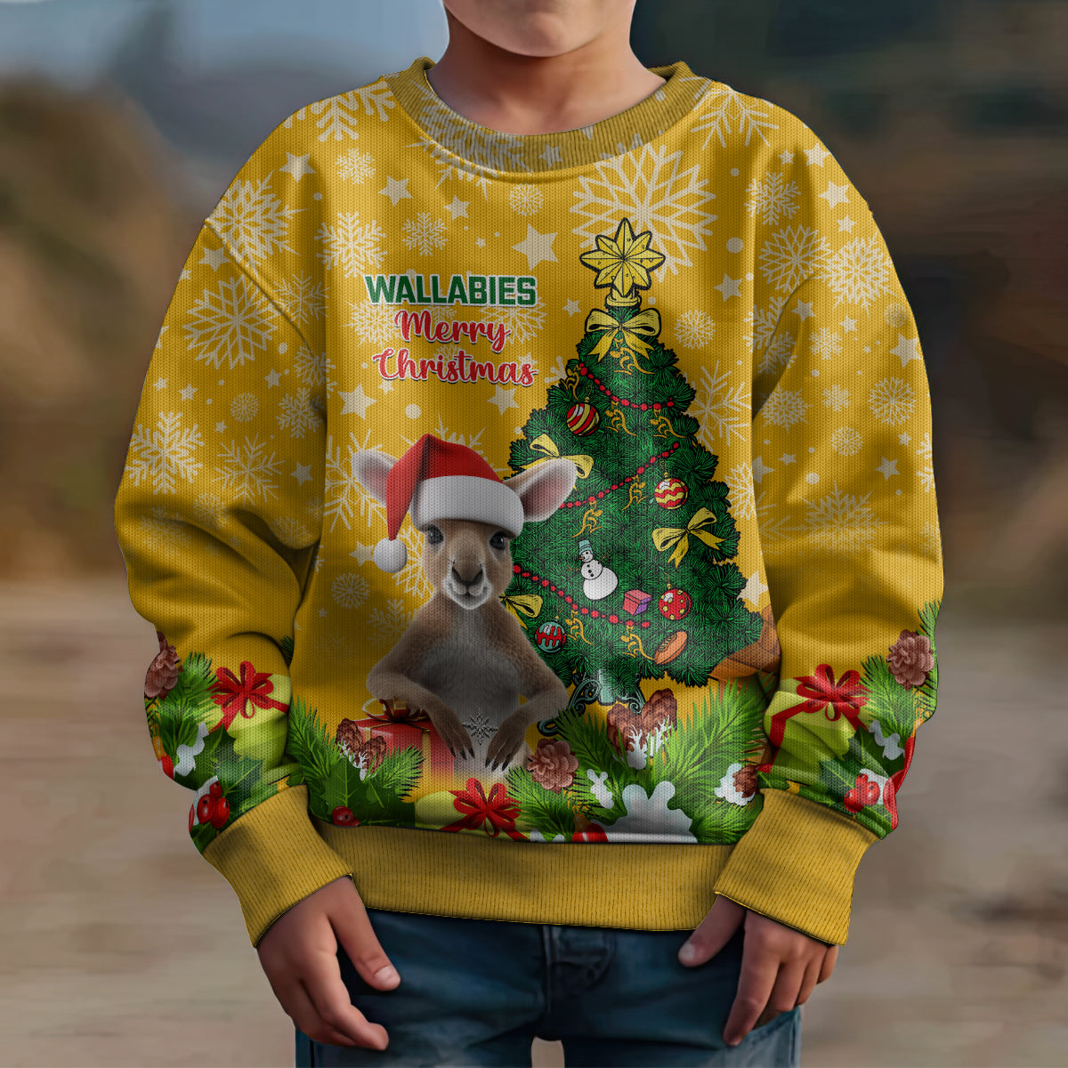 personalised-wallabies-rugby-christmas-kid-ugly-christmas-sweater-merry-xmas-with-australian-kangaroo