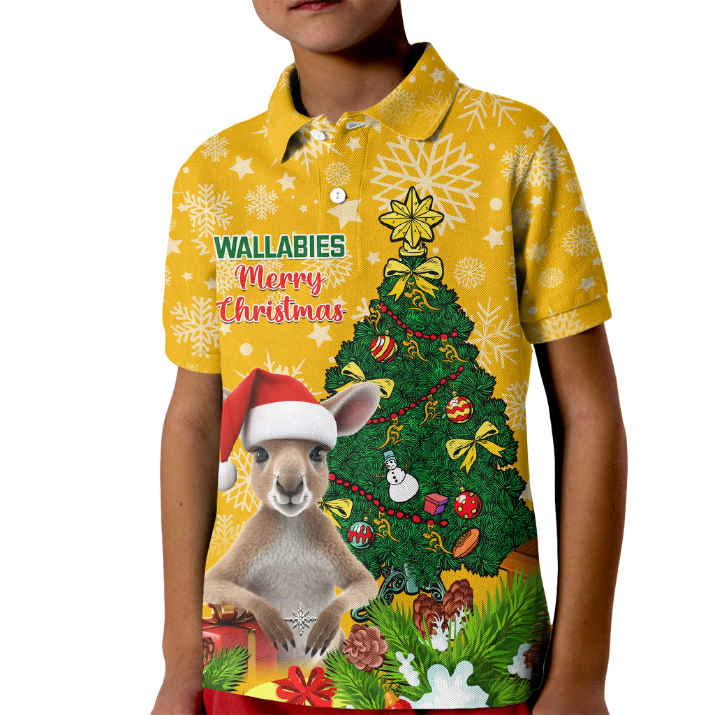 personalised-wallabies-rugby-christmas-kid-polo-shirt-merry-xmas-with-australian-kangaroo
