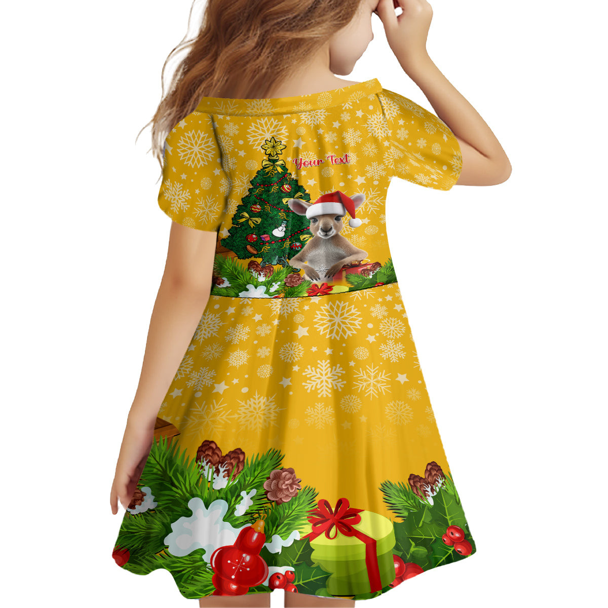 personalised-wallabies-rugby-christmas-kid-short-sleeve-dress-merry-xmas-with-australian-kangaroo