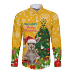 personalised-wallabies-rugby-christmas-long-sleeve-button-shirt-merry-xmas-with-australian-kangaroo