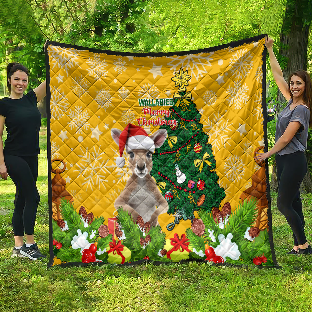 personalised-wallabies-rugby-christmas-quilt-merry-xmas-with-australian-kangaroo